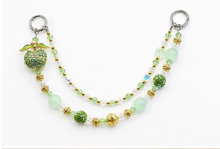 Green Apple Crystal Beaded Purse Charm Chain