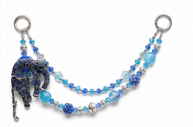 Blue Panther Beaded Purse Charm Chain