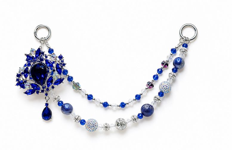 Royal Blue Gem Beaded Purse Charm Chain
