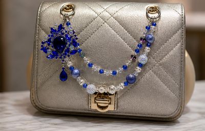 Royal Blue Gem Beaded Purse Charm Chain