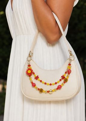 Red and Yellow Daisy Beaded Purse Charm Chain