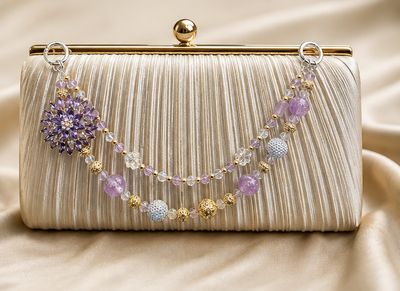 Purple Floral Beaded Clutch Charm Chain