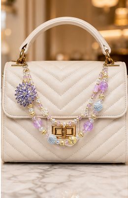 Lavender Floral Beaded Purse Charm Chain