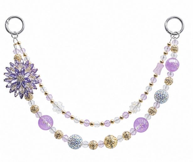 Lavender Floral Beaded Purse Charm Chain