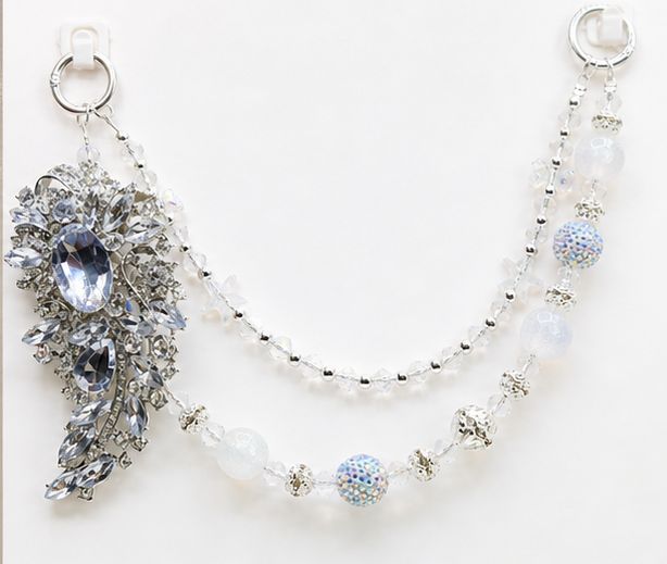 Silver Gem Beaded Purse Charm Chain