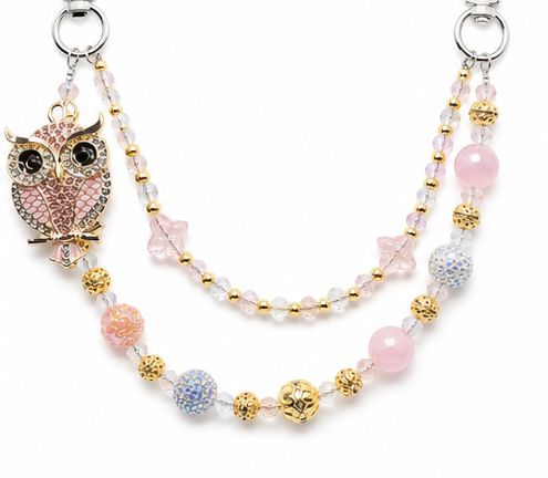 Pastel Owl Beaded Purse Charm Chain