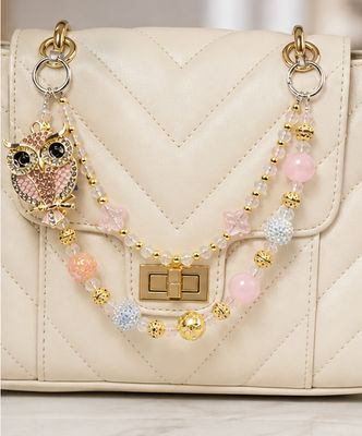 Pastel Owl Beaded Purse Charm Chain