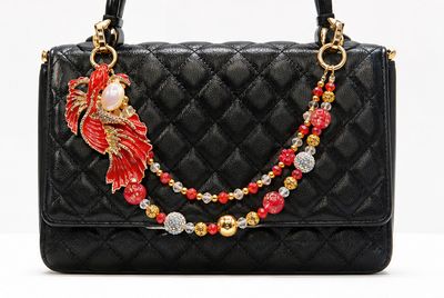 Red Koi Fish Beaded Purse Charm Chain