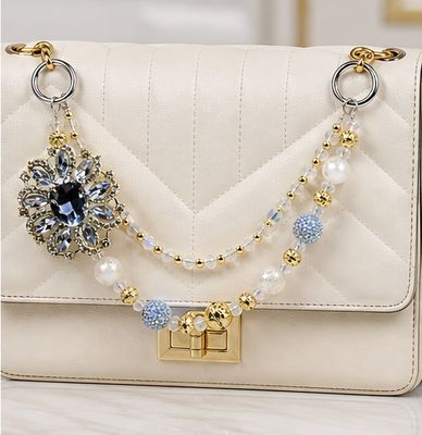 Blue and White Gem Beaded Purse Charm Chain