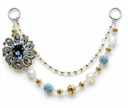 Blue and White Gem Beaded Purse Charm Chain