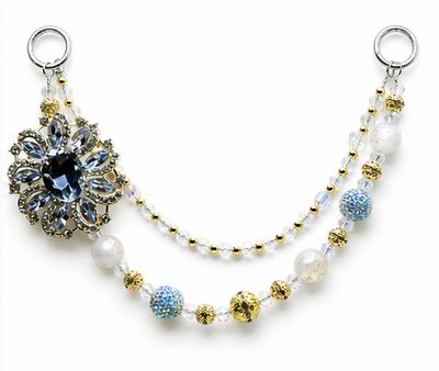 Blue and White Gem Beaded Purse Charm Chain
