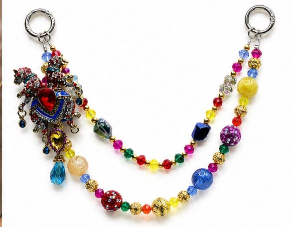 Multicolor Wolf Beaded Purse Charm with Gold-Tone Accents