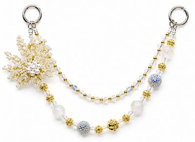 Pearl Leaf Beaded Purse Charm with Gold-Tone Accents