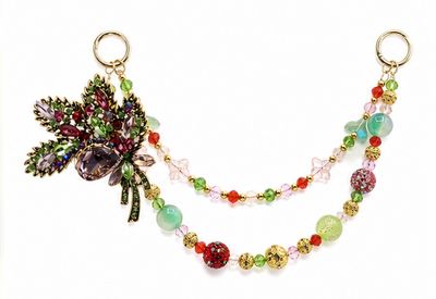Multicolor Jeweled Floral Purse Charm with Gold-Tone Accents