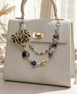 Black and Gold Ornate Beaded Purse Charm