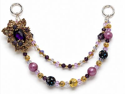 Purple and Gold Jeweled Flower Purse Charm