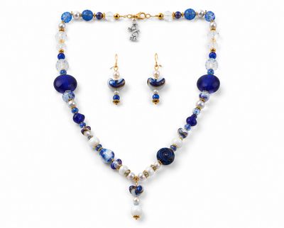 Cobalt Coast Heart Necklace &amp; Earring Ensemble