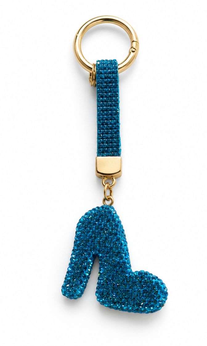 Cobalt Strut High-Heel Purse Charm with Gold-Tone Keyring