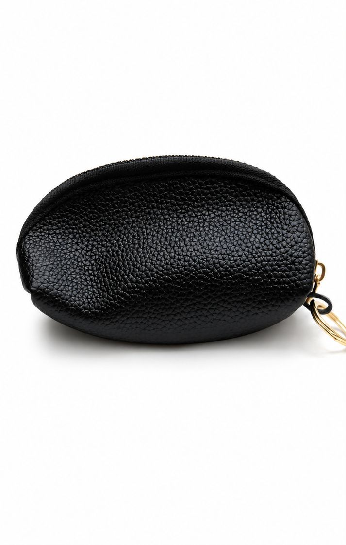 Midnight Essential Black Textured Zip Coin Purse with Keyring