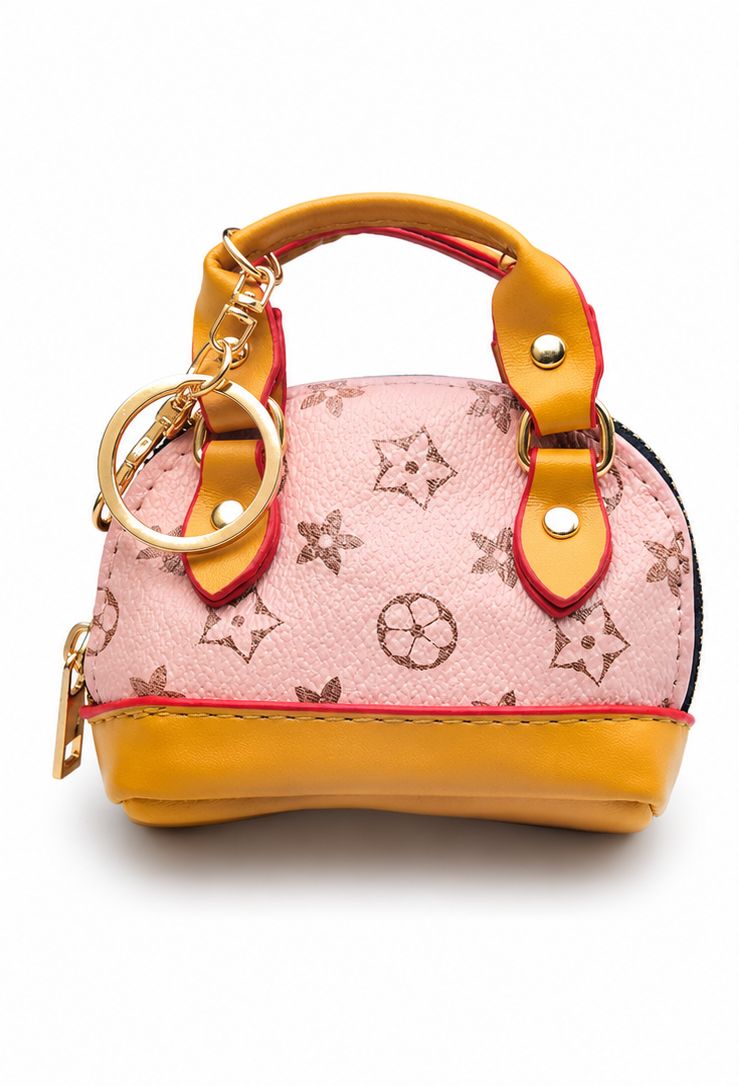 Rosewood Petite Pink Mini Handbag Keychain Pouch with Gold-Tone Hardware