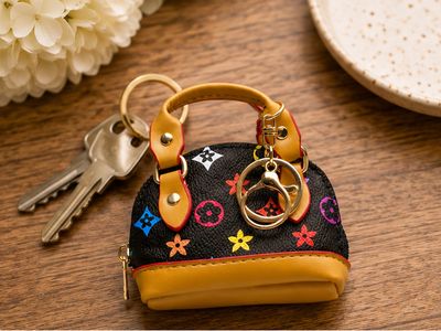 Confetti Petite Black Mini Handbag Keychain Pouch with Gold-Tone Hardware