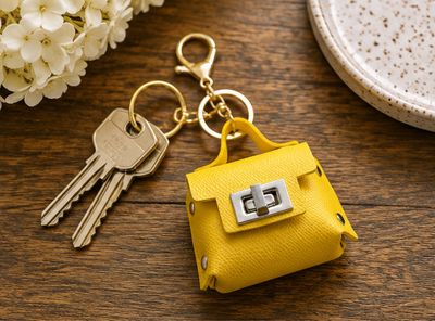 Sunbeam Mercer Yellow Mini Satchel Keychain Purse Charm with Silver-Tone Clasp