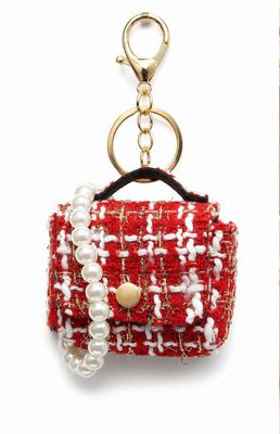 Scarlet Tweed Pearl-Look Mini Handbag Purse Charm with Gold-Tone Hardware