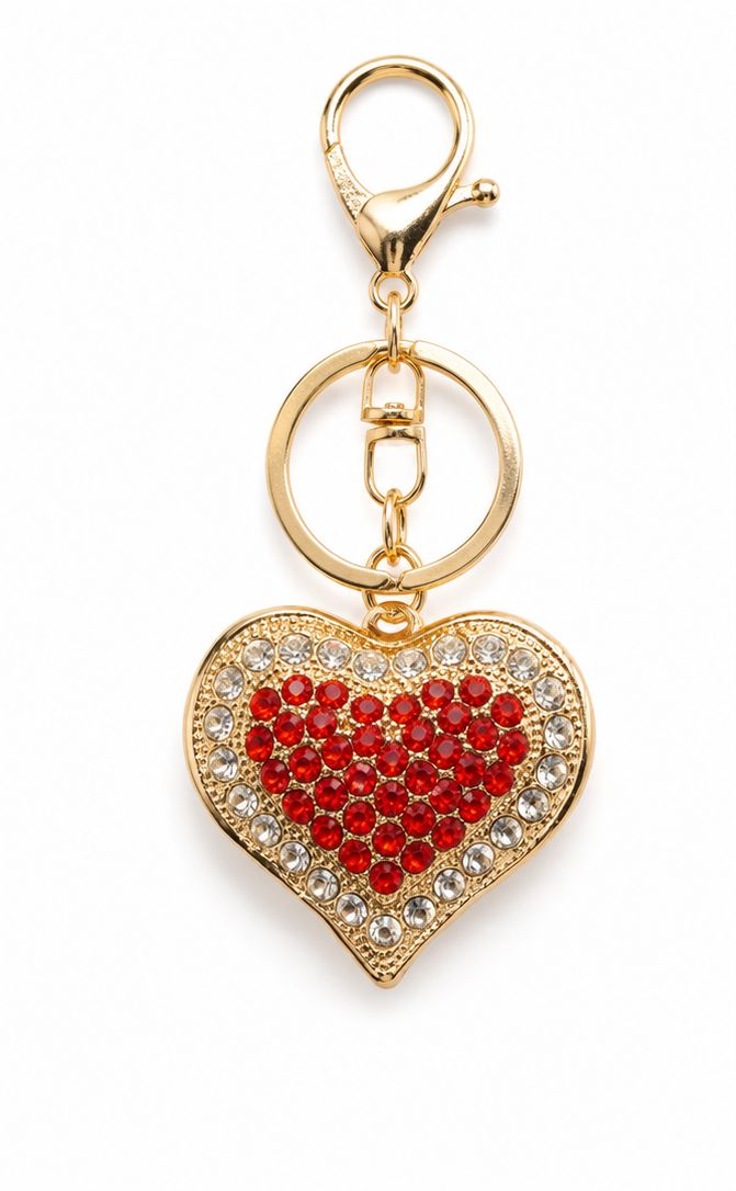 Crimson Devotion Jeweled Heart Purse Charm &amp; Keychain