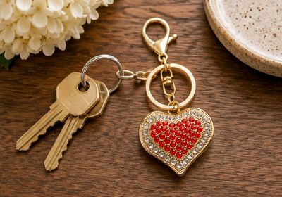 Crimson Devotion Jeweled Heart Purse Charm &amp; Keychain