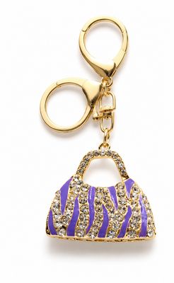 Violet Safari Jeweled Handbag Purse Charm with Gold-Tone Hardware