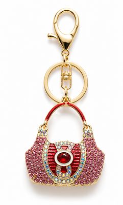Ruby Rosé Jeweled Mini Handbag Purse Charm with Gold-Tone Hardware