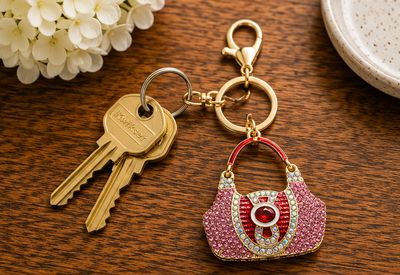Ruby Rosé Jeweled Mini Handbag Purse Charm with Gold-Tone Hardware