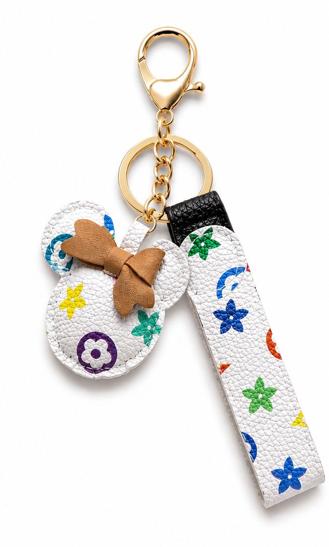 Garden Confetti White Butterfly Purse Charm with Bow &amp; Wristlet Strap