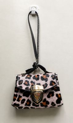 Blush Safari Leopard Mini Handbag Purse Charm with Wristlet Strap