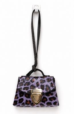 Violet Prowl Leopard Mini Handbag Purse Charm with Wristlet Strap