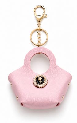 Blushing Rose Pink Mini Handbag Purse Charm with Gold-Tone Keyring