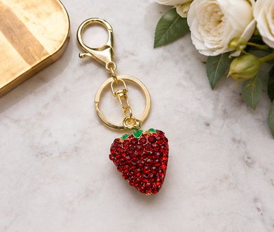 Berry Kiss Red Jeweled Strawberry Purse Charm &amp; Keychain