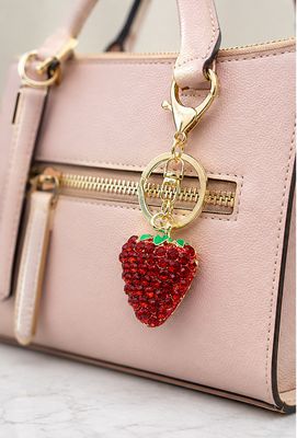 Berry Kiss Red Jeweled Strawberry Purse Charm &amp; Keychain
