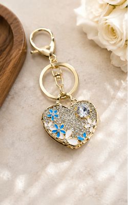 Forget-Me-Not Heart Jeweled Purse Charm &amp; Keychain