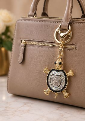 Moonlit Mosaic Turtle Jeweled Purse Charm &amp; Keychain