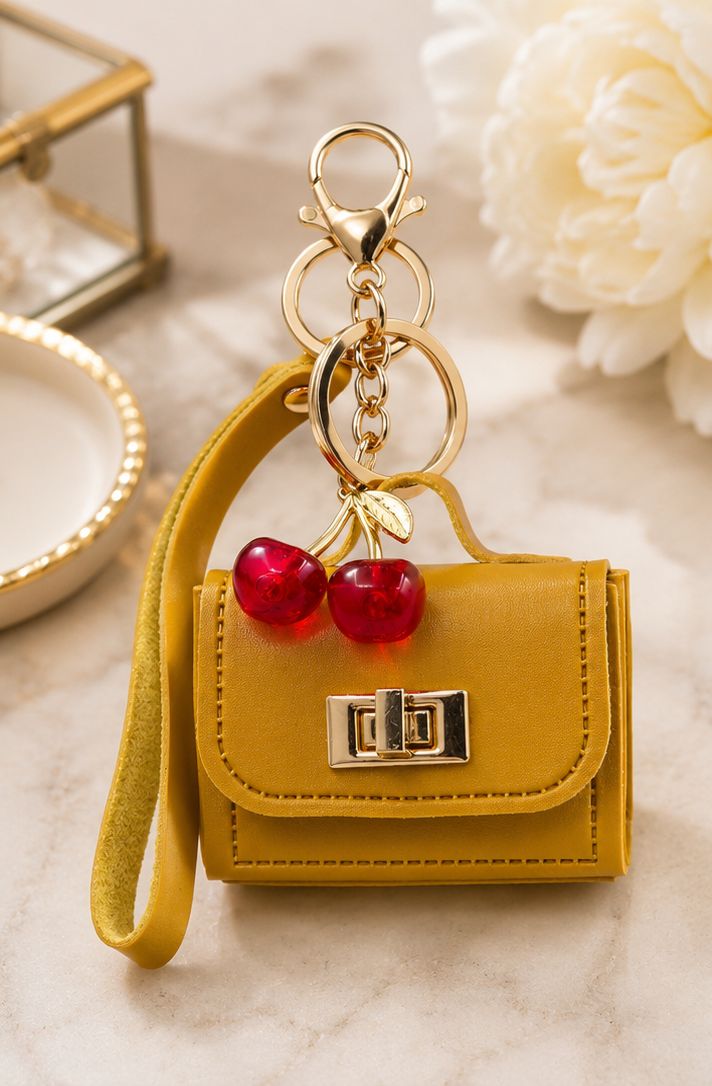 Golden Orchard Cherry Mini Handbag Purse Charm &amp; Keychain