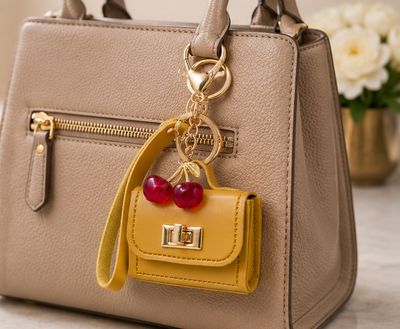 Golden Orchard Cherry Mini Handbag Purse Charm &amp; Keychain