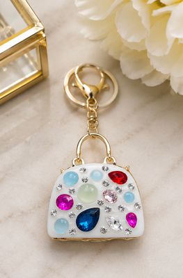 Confetti Jewel White Mini Handbag Purse Charm &amp; Keychain
