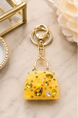 Golden Sunbeam Yellow Jeweled Mini Handbag Purse Charm &amp; Keychain