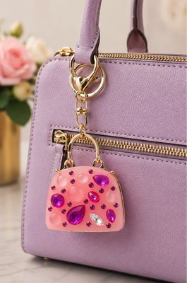 Pink Sorbet Jeweled Mini Handbag Purse Charm &amp; Keychain