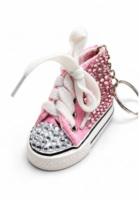 Pink Street Style Jeweled High-Top Sneaker Keychain &amp; Purse Charm