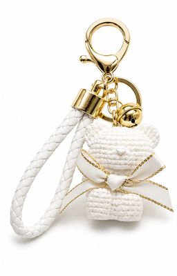 Ivory Keepsake Teddy Bear Keychain &amp; Purse Charm with Wrist Strap