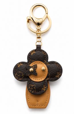 Mocha Bloom Brown Floral Keychain &amp; Purse Charm with Gold-Tone Hardware