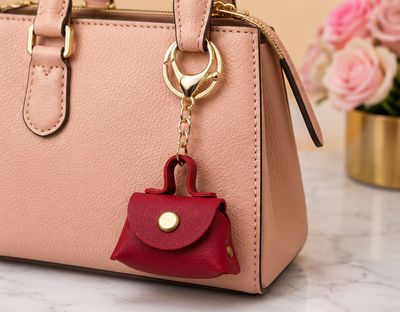 Crimson Petite Handbag Keychain &amp; Purse Charm with Gold-Tone Hardware