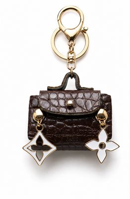 Cocoa Avenue Brown Mini Satchel Keychain &amp; Purse Charm with Gold-Tone Accents